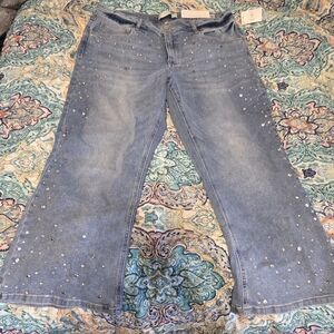 C EST 1946 Mid Rise Kick Flare Crop Jeans Size 12 Gems